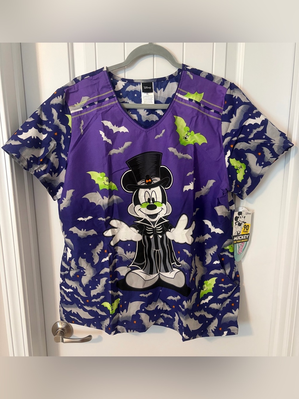 Disney Halloween Mickey Mouse Scrub Top XL NEW